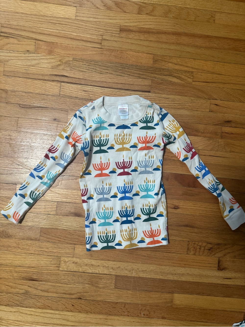 Hanna Anderson 5T Long Sleeve and Pants Pajama Set with Colorful Menorah Pattern